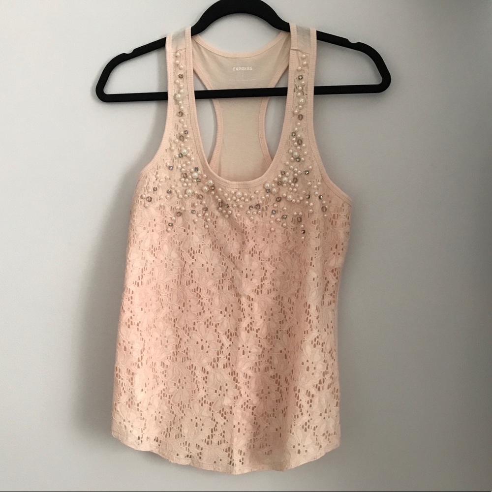 Pink Lace Express Tank Top Express Shirt